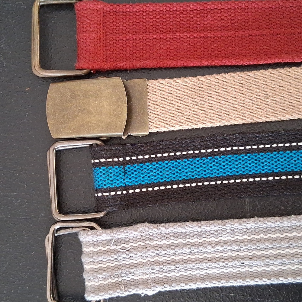 4 Canvas Woven Multi-Color Men's Or Womans Belt Set Bundle